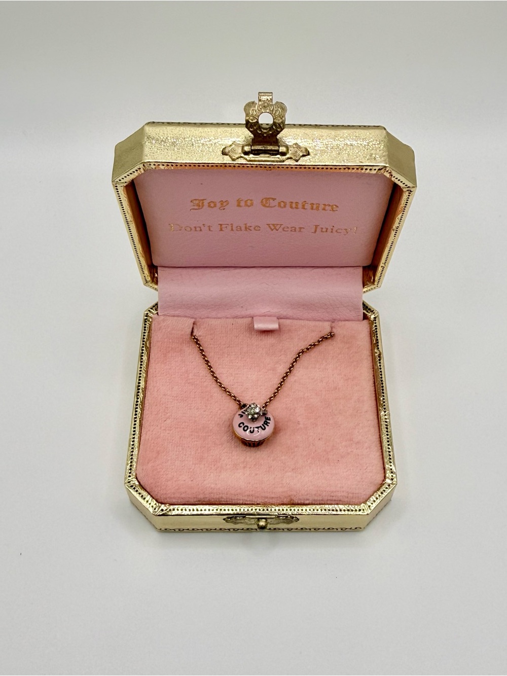 Juicy Couture Limited Edition Pink Pavé Cupcake Locket Necklace Opens Y2K Box